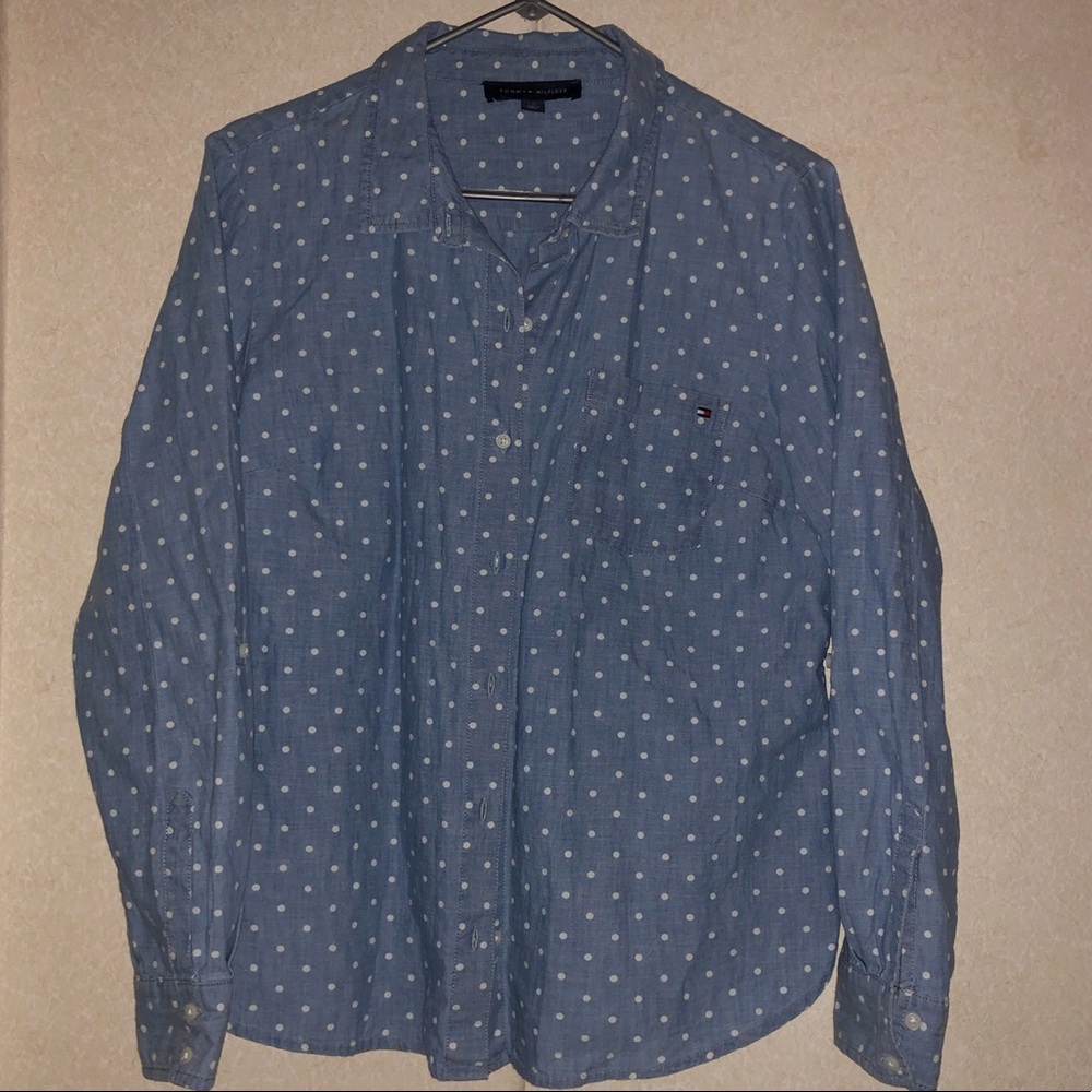 Tommy Hilfiger Women’s Button-Down Large L Blue